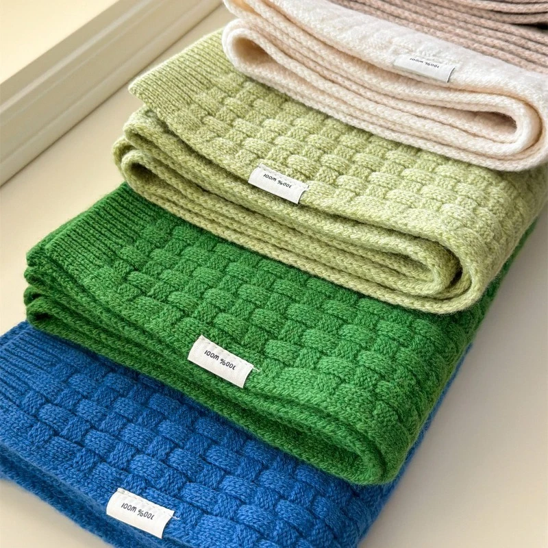 

Шарф из 100% шерсти для женщин, вязаный, для осени и зимы, теплый и универсальный, с эффектом высококачественного материала, идеально подходит как шарф