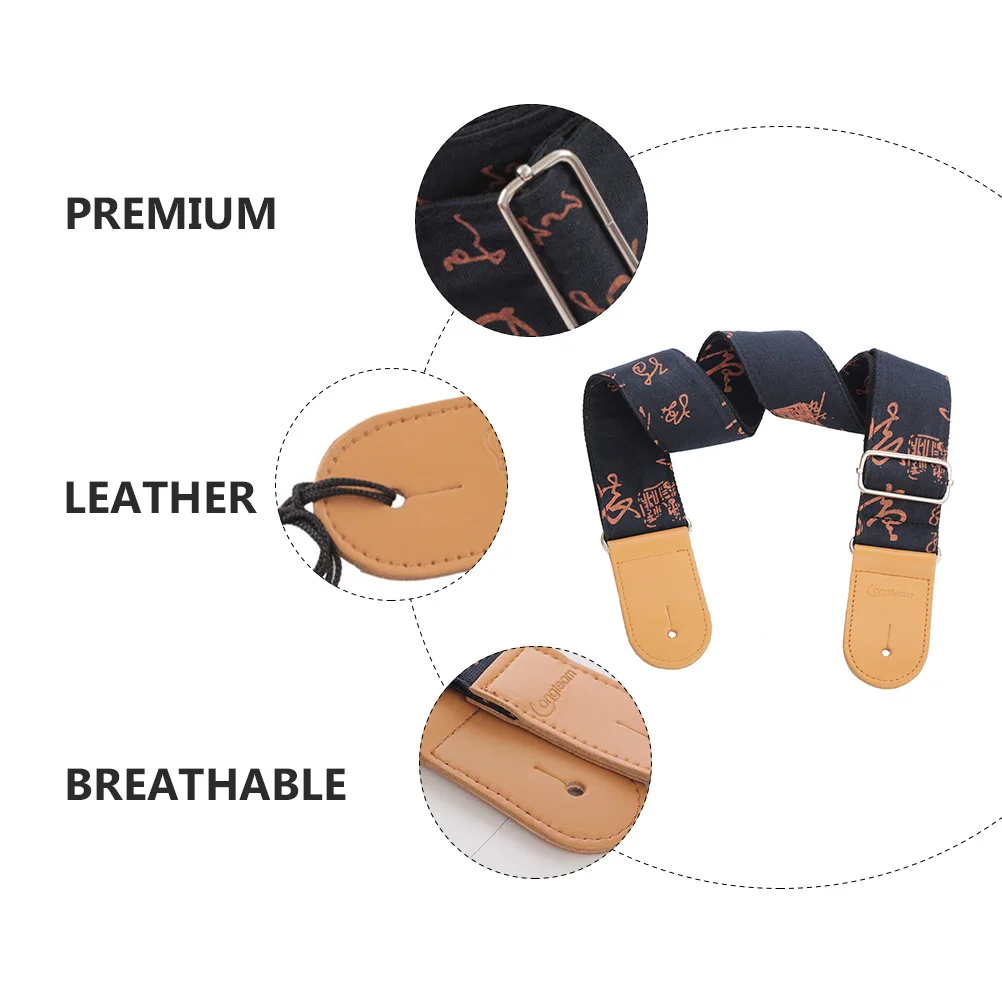 

Cotton Linen Guitar Strap Chinese Style Double Reinforced Head Durable Bass Electric Guitar Accessory Brass Strap