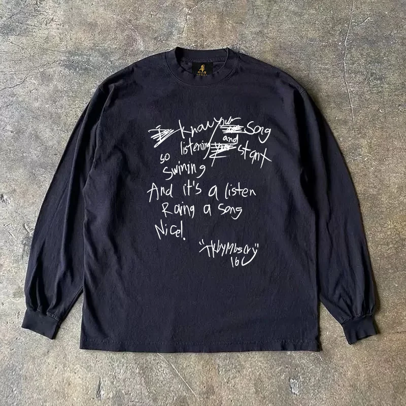 Long Sleeve Double Thread 310 Pure Cotton T-Shirt for Couples Youth Popular Printed Casual Wear Warm Cotton100% Spring Autumn
