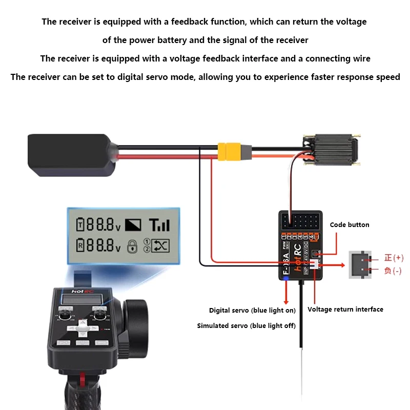 1 Uds CT-6A 6CH 2,4 GHz sistema de Radio transmisor control remoto con receptor de F-06A 6Ch para tanque de barco de coche RC