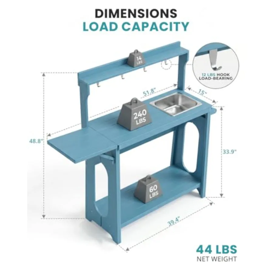 Outdoor Potting Bench Table with Removable Sink for Outside