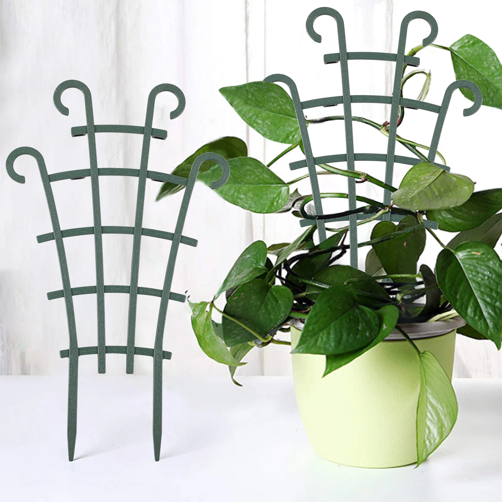 

2Pcs Plant Climbing Trellis Dark Green Plastic Potted Plants Vines Support Rack DIY Gardening Planting Tools