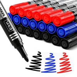 3/6Pcs/Set Permanent Marker Pen Fine Point Waterproof Ink Thin Nib Crude Nib Black Blue Red Ink 1.5mm Fine Color Marker Pens