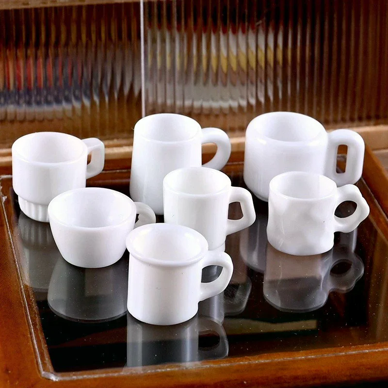 1/12 Poppenhuis Simulatie Zuiver Wit Eenvoudige Cup Model Poppenhuis Miniatuur Keuken Decoratie Micro Scène Bouw Rekwisieten