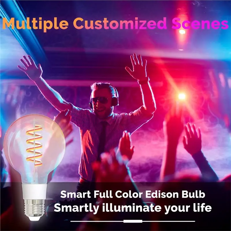 Smart Light Bulb Wifi Tuya E26 Dimmable RGBCW LED Lamp Color Changing Smart Light Works With App Control 110V