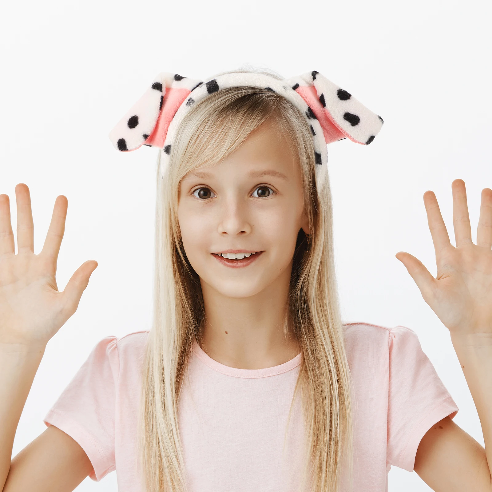 

Cartoon Dog Ears Headband Dalmatian Ears Hair Hoop Elastic Design Lightweight White Color Perfect for Bathing