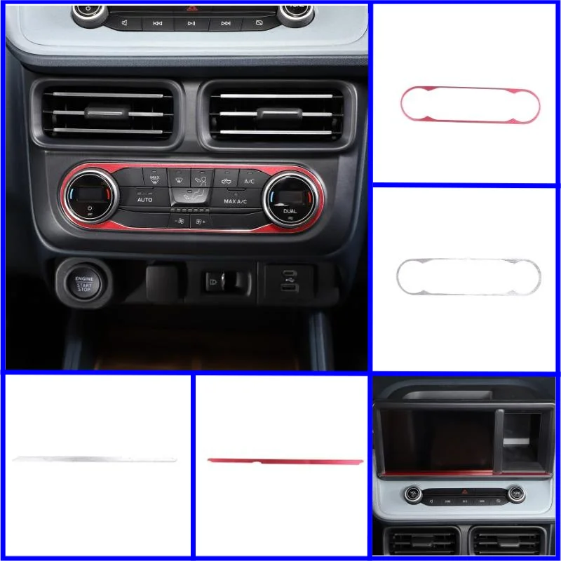 

Car Accessories For Ford Maverick 2022-2023 Alloy Center Console GPS Navigation Bottom Strip Sticker,Air Condition Panel Trim