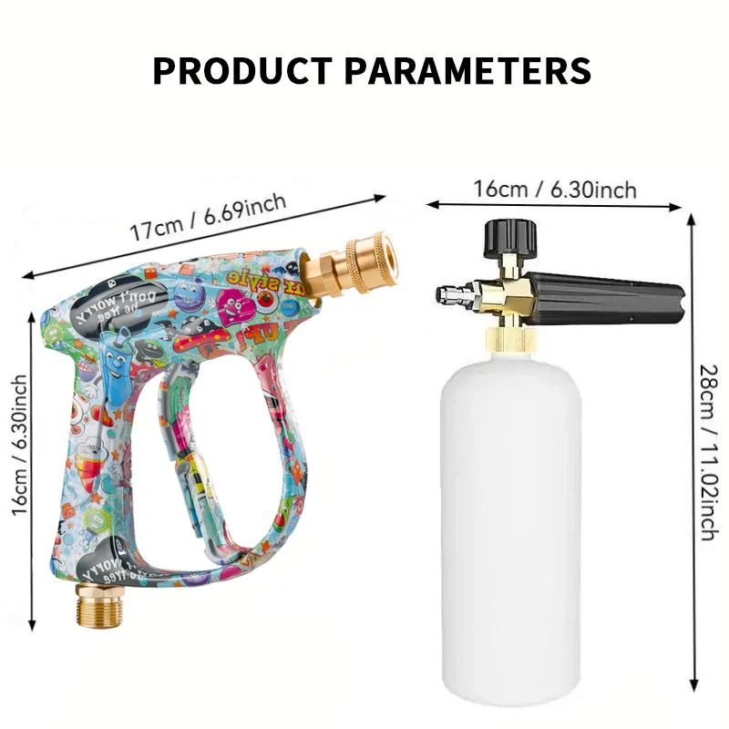 Auto Dedicated Graffiti Pressure Washer Gun Set, Foam Cannon Included, 5 Nozzles and Premium Bosch Metal Adapter