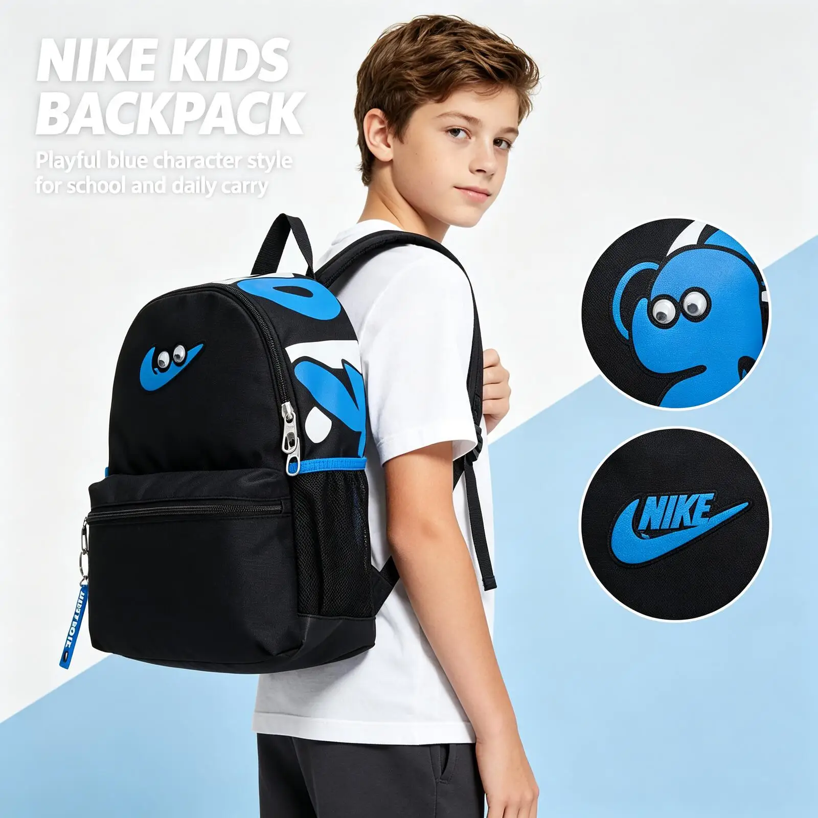 Nike Backpack, Women's Men's Fashionable Small Outdoor Travel Elementary Student School Bag, Casual Backpack FZ7259-010