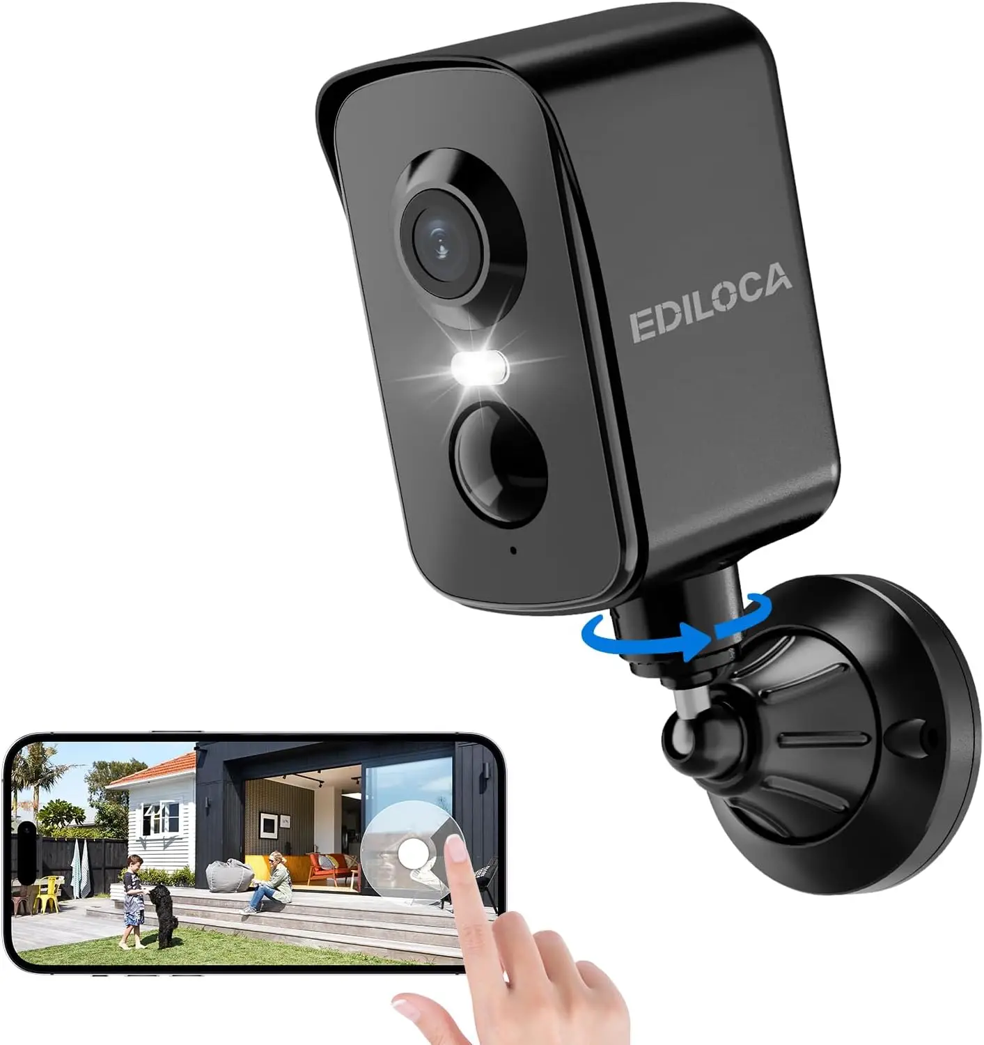 

Wireless Outdoor Security Camera 2K Pan Rotating 300° with PIR Detection, Color Night Vision, Two-Way Audio, Weatherproof