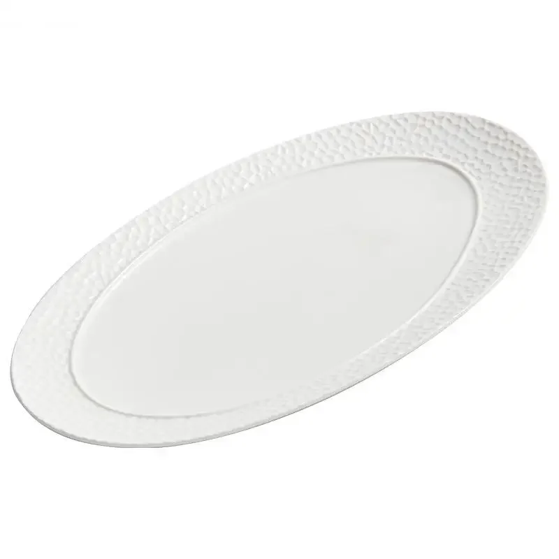 Irregular Texture Ceramic Fish Plate Restaurant Pure White Shallow Dessert Sushi Plates Specialty Tableware