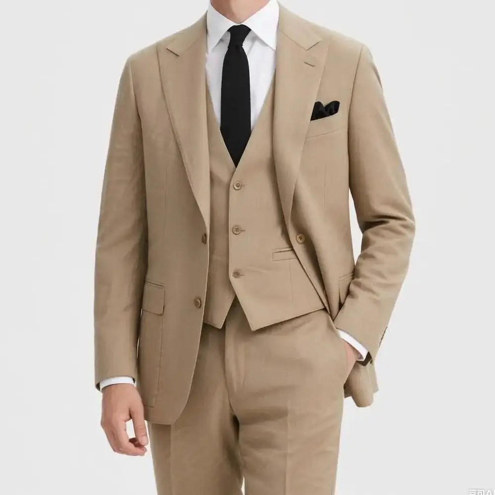 

High-Quality Blue Real 3-Piece Suit for Men Slim Fit Formal Office Casual Wear Daily Fashion Party