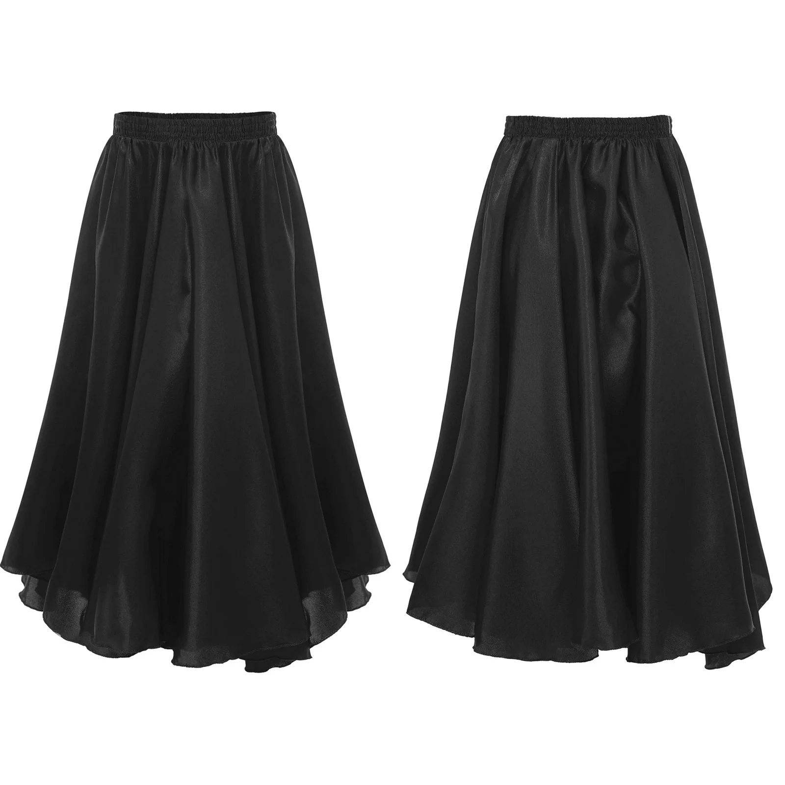 Kids Girls Belly Dancing Performance Costume Flamenco Spanish Paso Doble Ballroom Latin Tango Dance Chiffon 360° Maxi Skirt