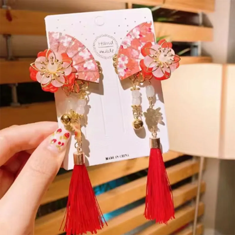Nuevo estilo, accesorios de estilo chino, pinza para el pelo para niños, adornos para el cabello con borlas de Súper Hada, estilo antiguo para niñas