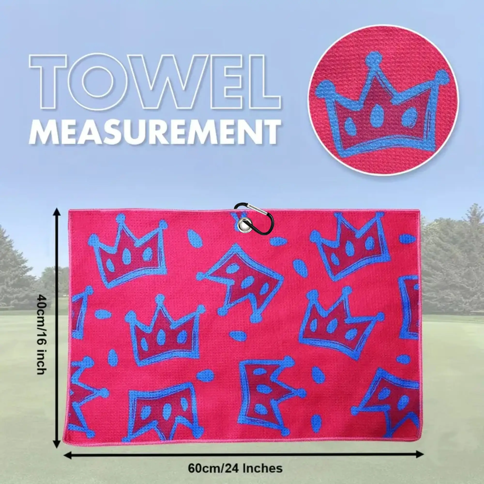 2 Counts Golf Towel, Quick-Drying Super Absorbent Waffle Fabric, Golf/Pickleball/Bowling Lovers' Creative Gift, Black & Pink
