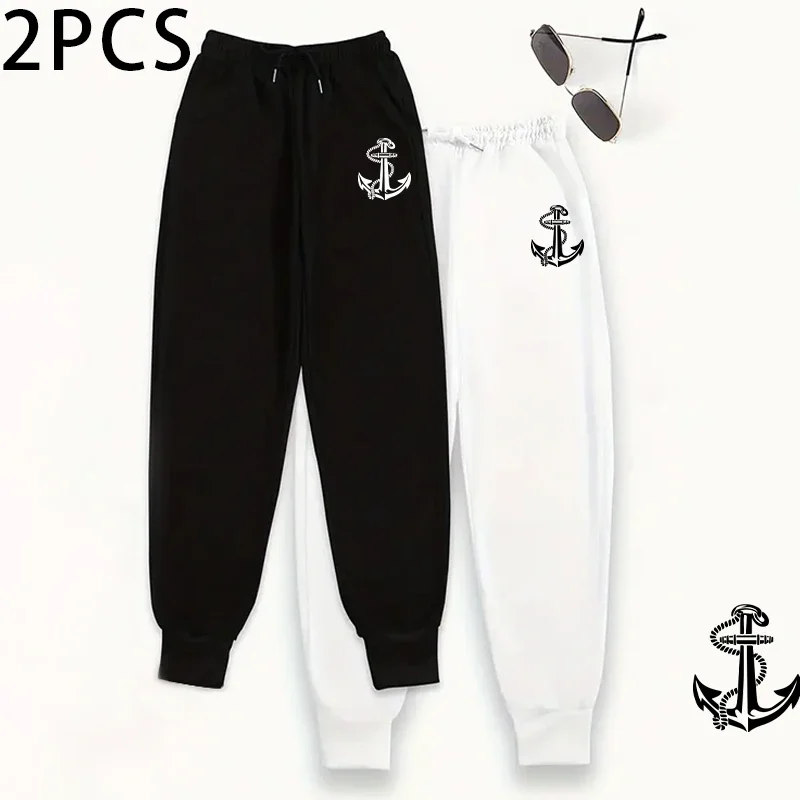 Confezione da 2 pantaloni da jogging da donna, pantaloni sportivi casual e pantaloni da salotto dalla vestibilità comoda, set di pantaloni sportivi stile street street autunno inverno 2025