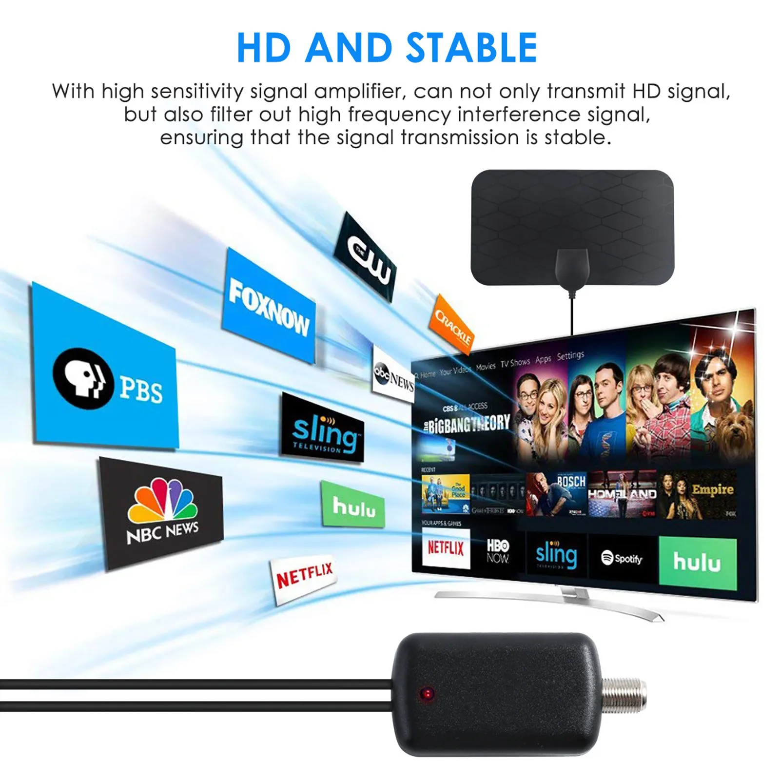 Envío Gratis 4K HD DTMB tierra interior WavIndoor 250 millas Digitale Antena Tv Antena amplificada Hdtv Antena Freeview Lokale Kan