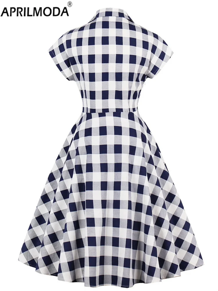 2025 เปิดลงปกVINTAGE Casualฤดูร้อนชุดสตรีกระเป๋าขนาดใหญ่ 1950s 60s Elegant A Lineรันเวย์พรหมค็อกเทล