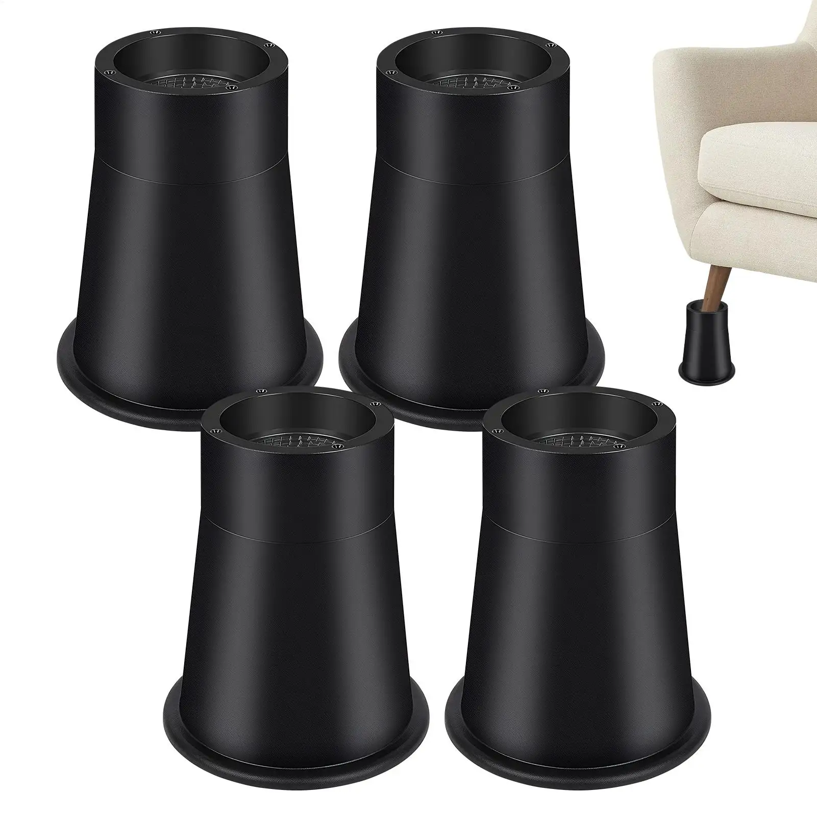 

Комплект из 4 прочных резиновых подставок для мебели: ножки для диванов, шкафов, кроватей, круглые, противоскользящие, для увеличения высоты каркаса