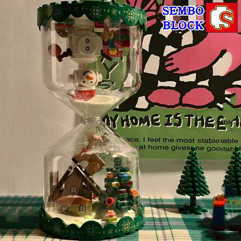 SEMBO Christmas Gift Hourglass Building Blocks Luminous Model Kids Educational Assembly Toy Interior Decor Figure Javascript