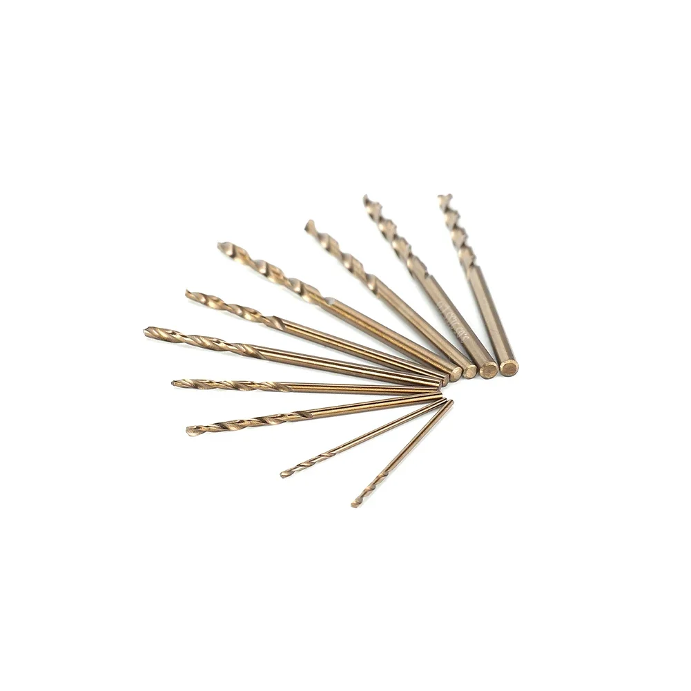 Brocas HSS M35 recubiertas de cobalto, 10 piezas, 1mm, 1,5mm, 2mm, 2,5mm, 3mm, usadas para cortador de agujeros de madera/Metal, taladro de vástago