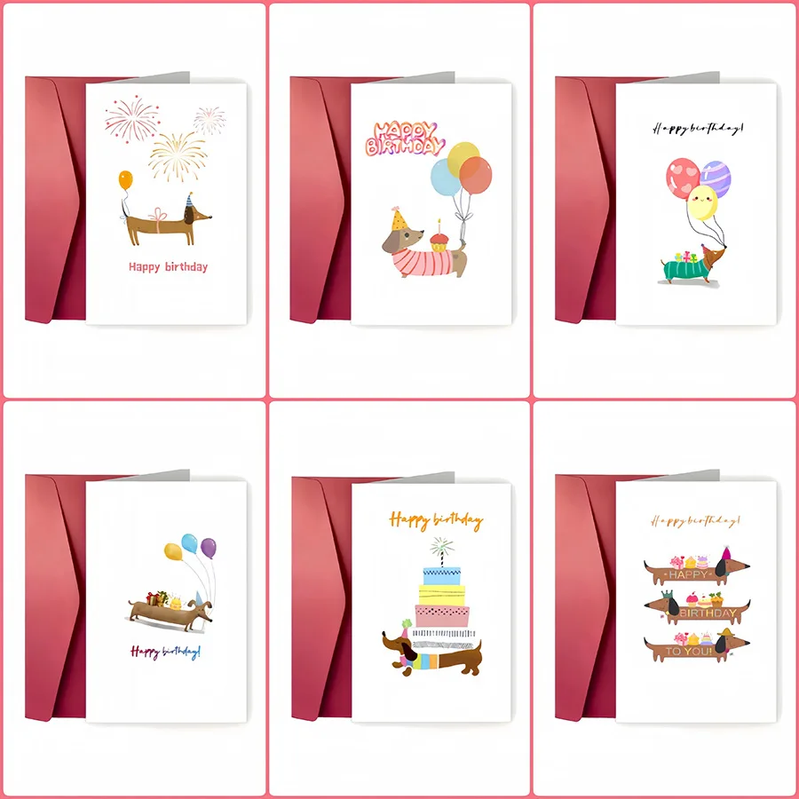 

2pcs Funny Birthday Greeting Cards with Envelopes Cute Dog Birthday Wishes Card for Dog Lovers Birthday Gift