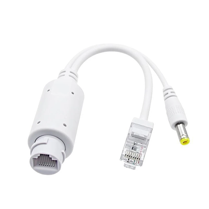 1Set Witte Kabel Supply Module Extender Met 5.5x2.1mm POE Spliter 48V Naar 12V Video En Power Adapter Voor IP Camera Splitter Netto