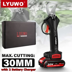 LYUWO 198VF 30mm Cordless Electric Pruner Pruning Shears Efficient Fruit Tree Bonsai Pruning Branches Cutter Landscaping Tool