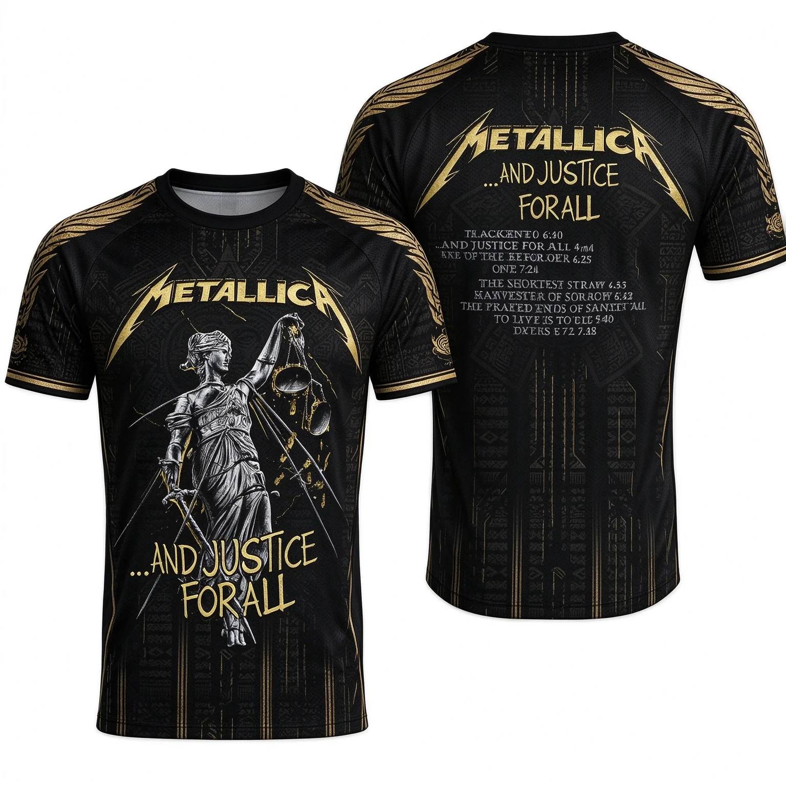 Metallica Just Deserts Trial Patterned Fashion T-shirt for Casual Daily Sports Wear Suitable for Adults and Children