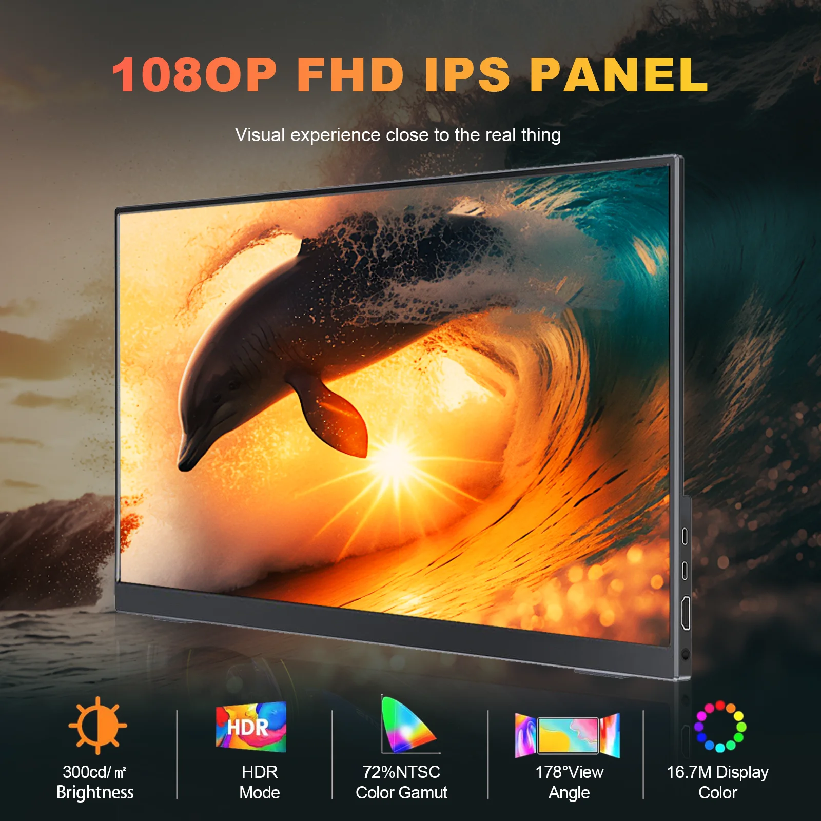 شاشة ألعاب Unew مقاس 15.6 بوصة 1920x1080 IPS LCD، شاشة عرض رفيعة محمولة لأجهزة الكمبيوتر المحمول Switch Xbox Raspberry Pi