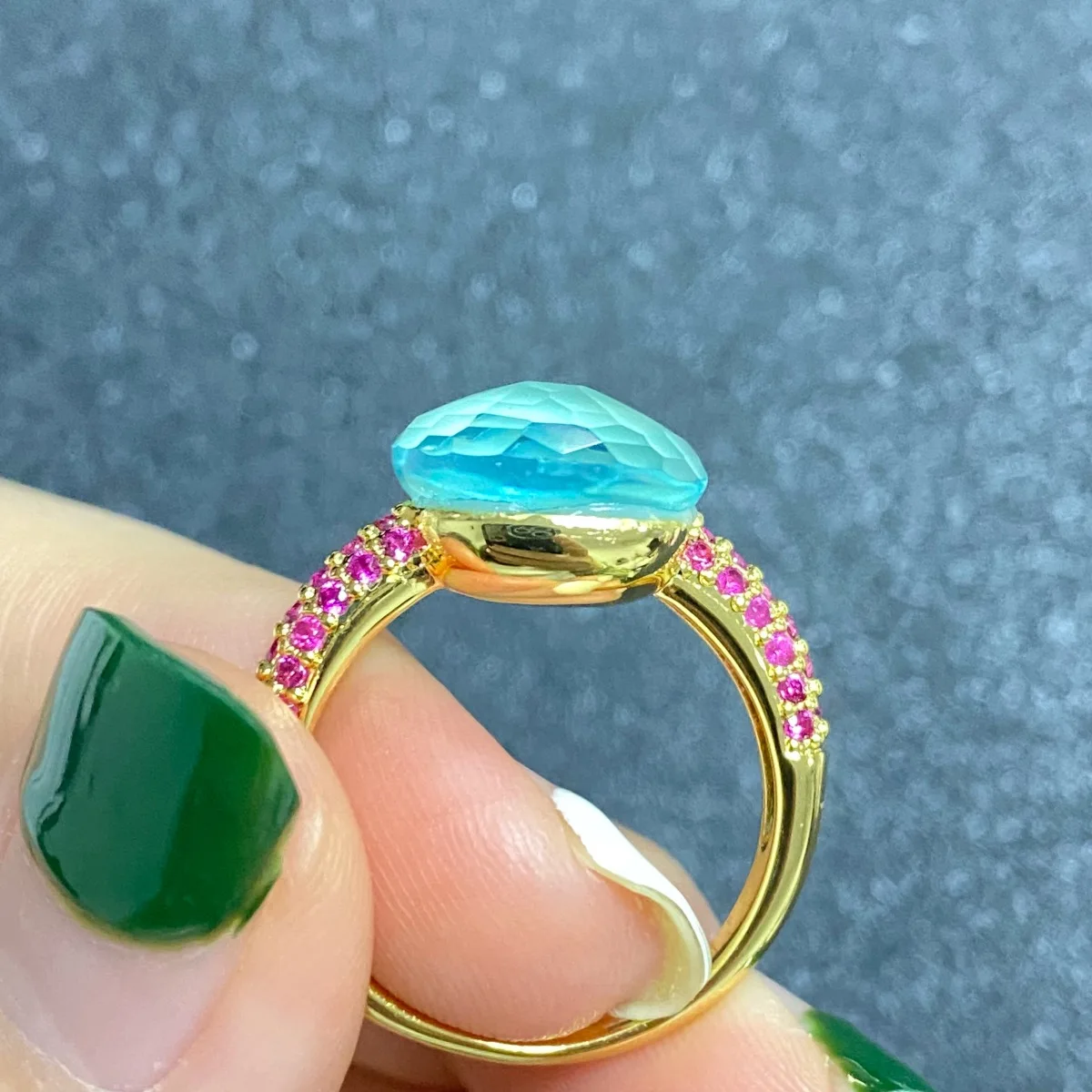 12.6mm   Ring For Women Candy Color Ring Inlay Purple Zircon Flat Candy Crystal Ring Party Gift Fashion Jewelry