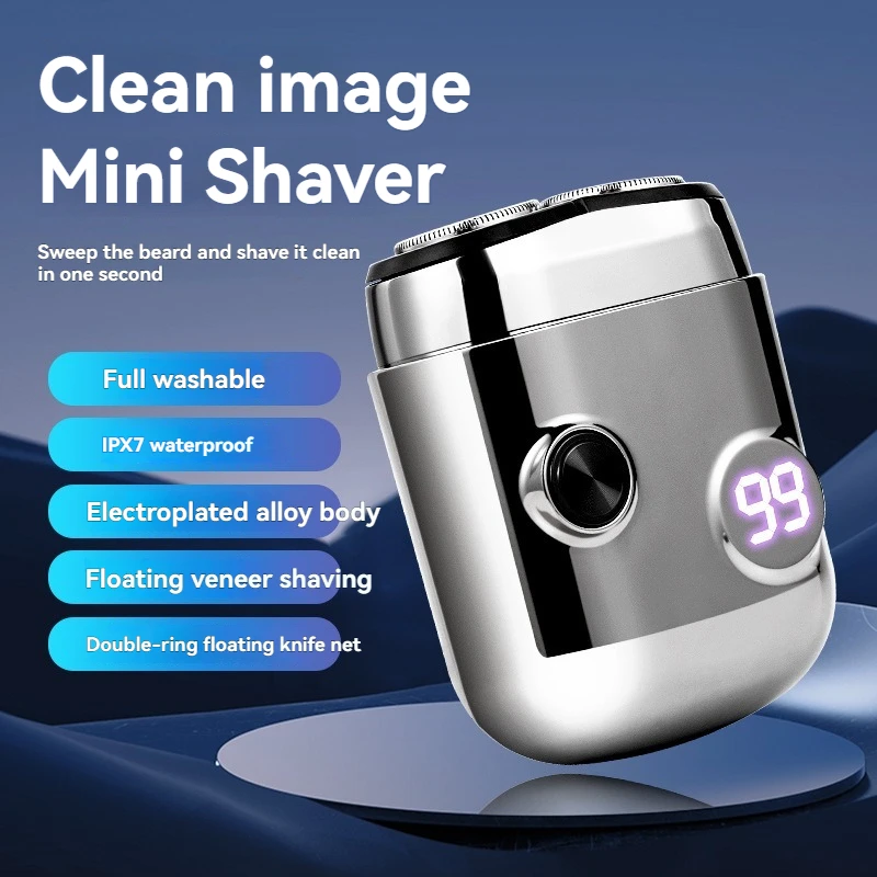 Men's Electric Shaver X7 Portable Mini Water-Resistant Small Steel Cannon Magnetic Suction Grooming Kit for Smooth Shave