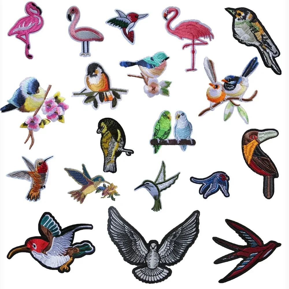 Bird and parrot pattern embroidery hot melt adhesive hot stamping cloth stickers DIY matching decorative clothing accessories