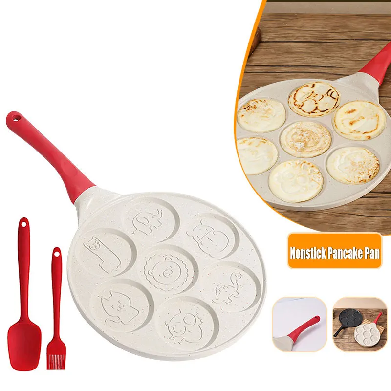 Mini Pancake Pan 7 Mold Animals Pancake Pan Mold Nonstick Egg Frying Pan Cake Maker Flapjack Breakfast Griddle Kitchenware