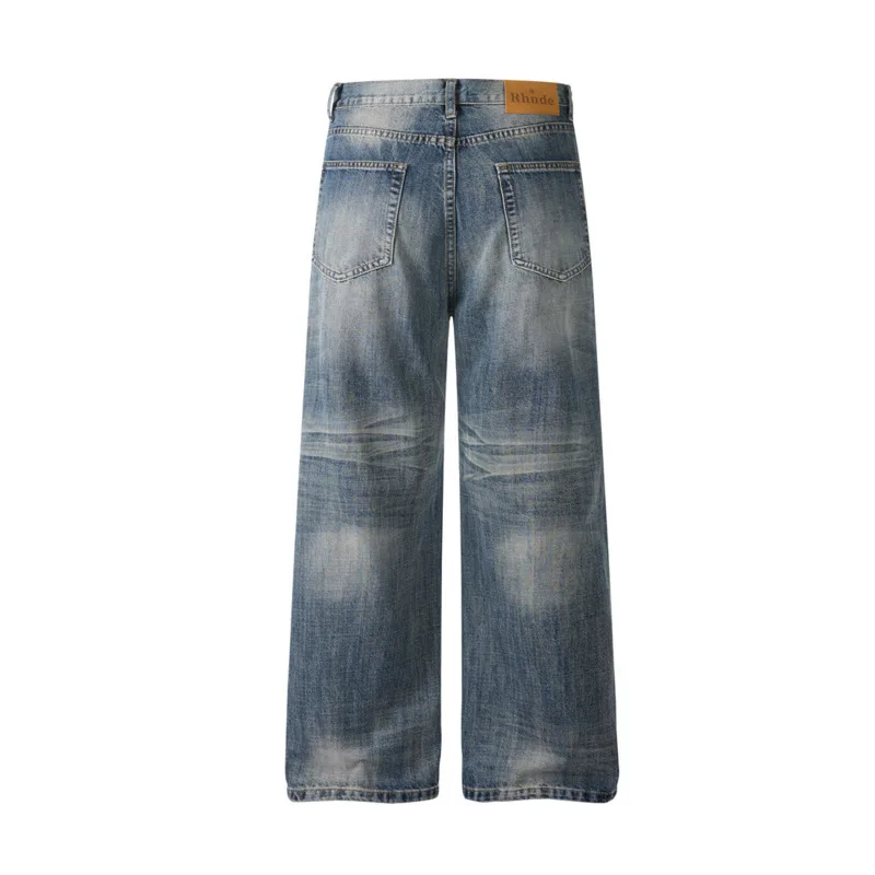 HKSH Spring Autumn New Trendy American Washed Distressed Denim Pants For Men Loose Trendy Straight-Leg Jeans Vintage Y2K HK27562