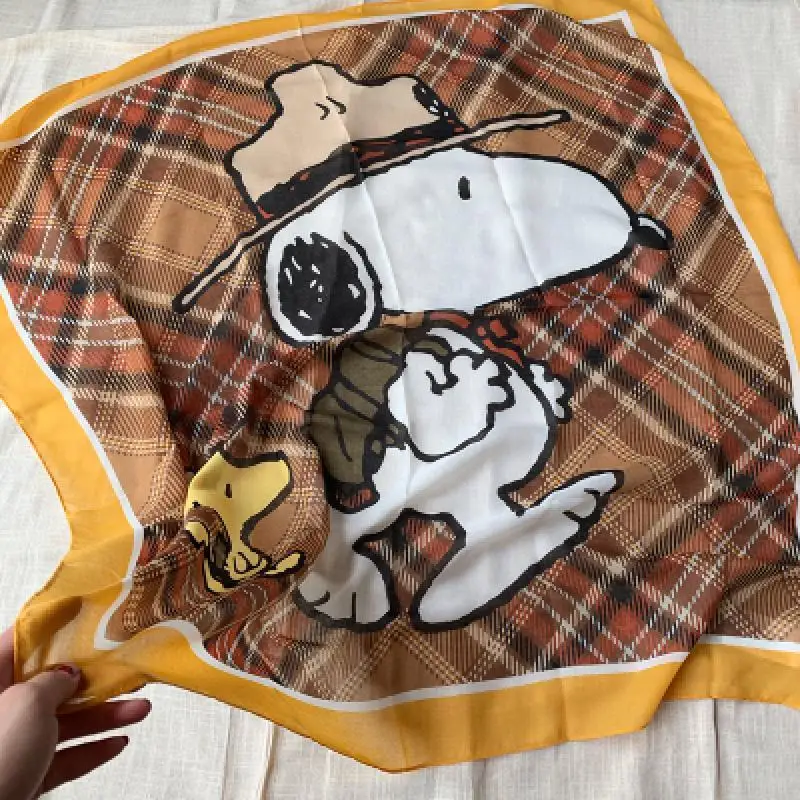 New Snoopy Autumn/winter Cartoon Outdoor Warm Multifunctional Printing Square Scarf Kawaii Anime Plush Girls Birthday Gifts