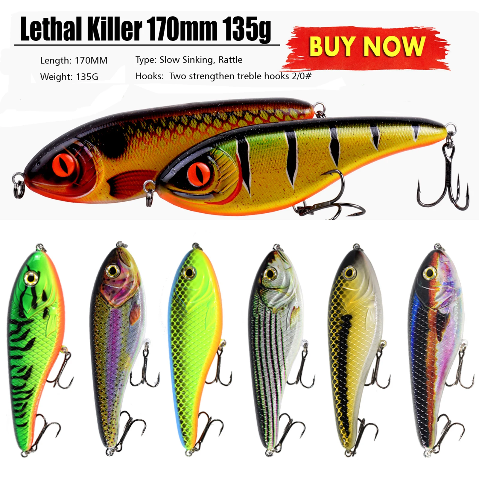 3pcs 170mm 135g  Fishing Jerkbaits Wobblers Big GameHard Lures Glider Fishing Lures Buster Artificial Bait with Triple Hooks