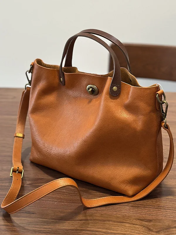 

New Spring Summer Tanned Leather Tree Jelly Top Layer Ladies Genuine Leather Handbag Single oulder Crossbody Bag Commuter W...