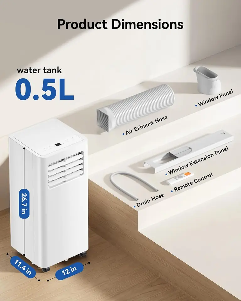 8000 BTU Portable Air Conditioner 4-in-1 Unit