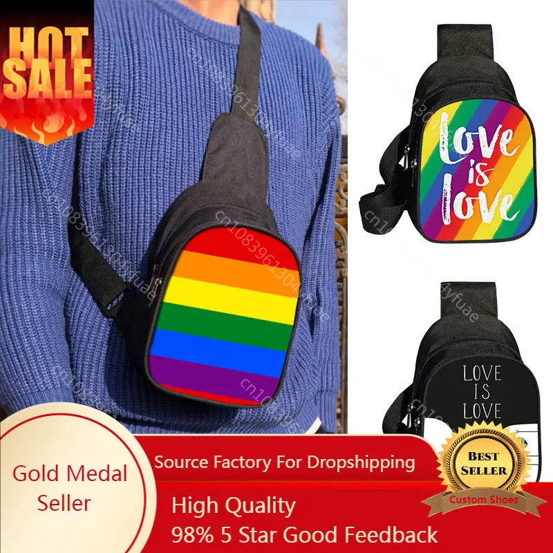 

Love Is Love Rainbow Print Waist Bags LGBT Causal Fanny Pack Travel Belt Purse Shoulder Bags Fashion Chest Bag Gay Messenger Bag