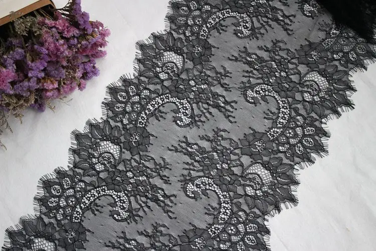 Eyelash Lace Trim for Clothes, Chantilly Fabrics Accessories, DIY Embroidery, Sewing Crafts,White, Black, French Lace for Clothe