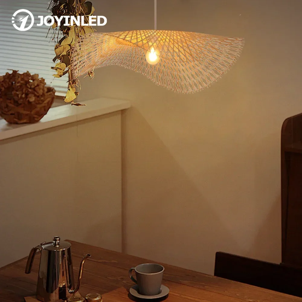 

JOYINLED натуральная люстра ручной работы, бамбуковый абажур, подвесной светильник, украшение для дома, соломенный бамбуковый подвесной светильник
