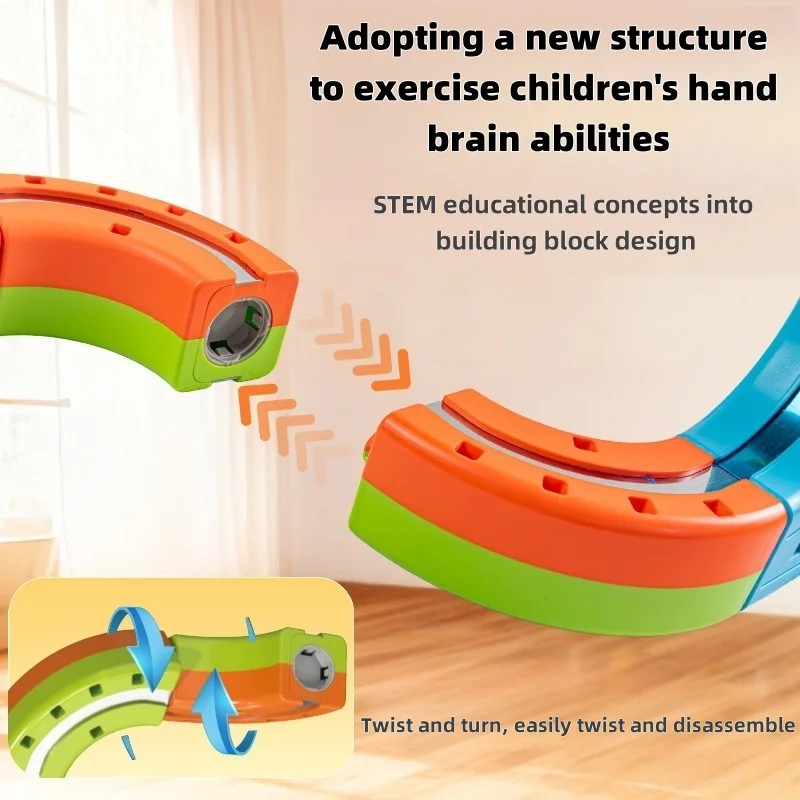 ألعاب سيارات المسار المغناطيسي DIY مجموعة مكعبات البناء المضادة للجاذبية مجموعة قطار كهربائي للقيادة للأطفال هدية عيد الميلاد