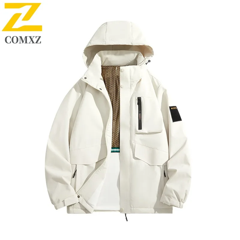 ​Men Sports Casual Jacket Winter Cotton Coat Korean Style Hooded Thickened Padded Outdoor Warm Waterproof Windproof Windbreaker