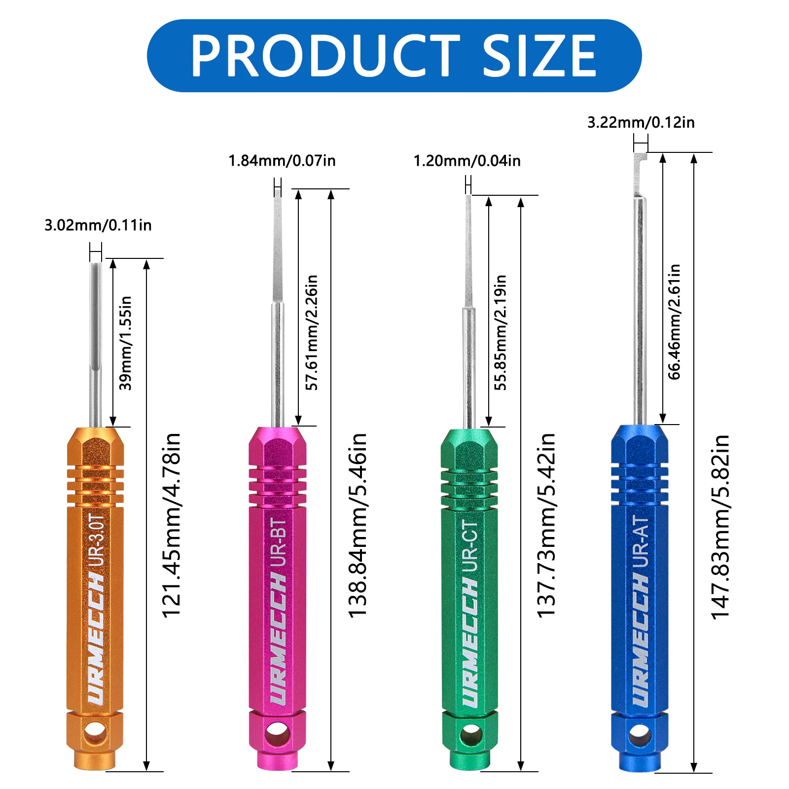 URMECCH Pin Extractor Tool For Solid/Stamped Contacts Terminal Removal Instrument For Deutsch Connector DT DTM DTP HDP DRC RT1B