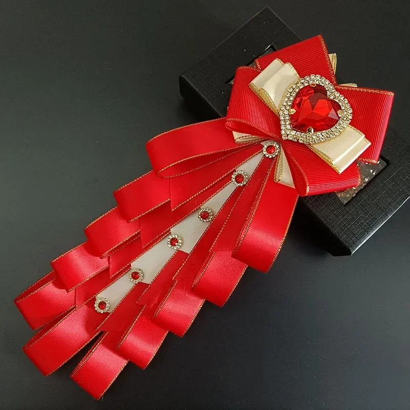 Laço borboleta de casamento de luxo masculino, design original, joias artesanais, high-end, negócio, colarinho de banquete, flor, coração, laços de strass, homens