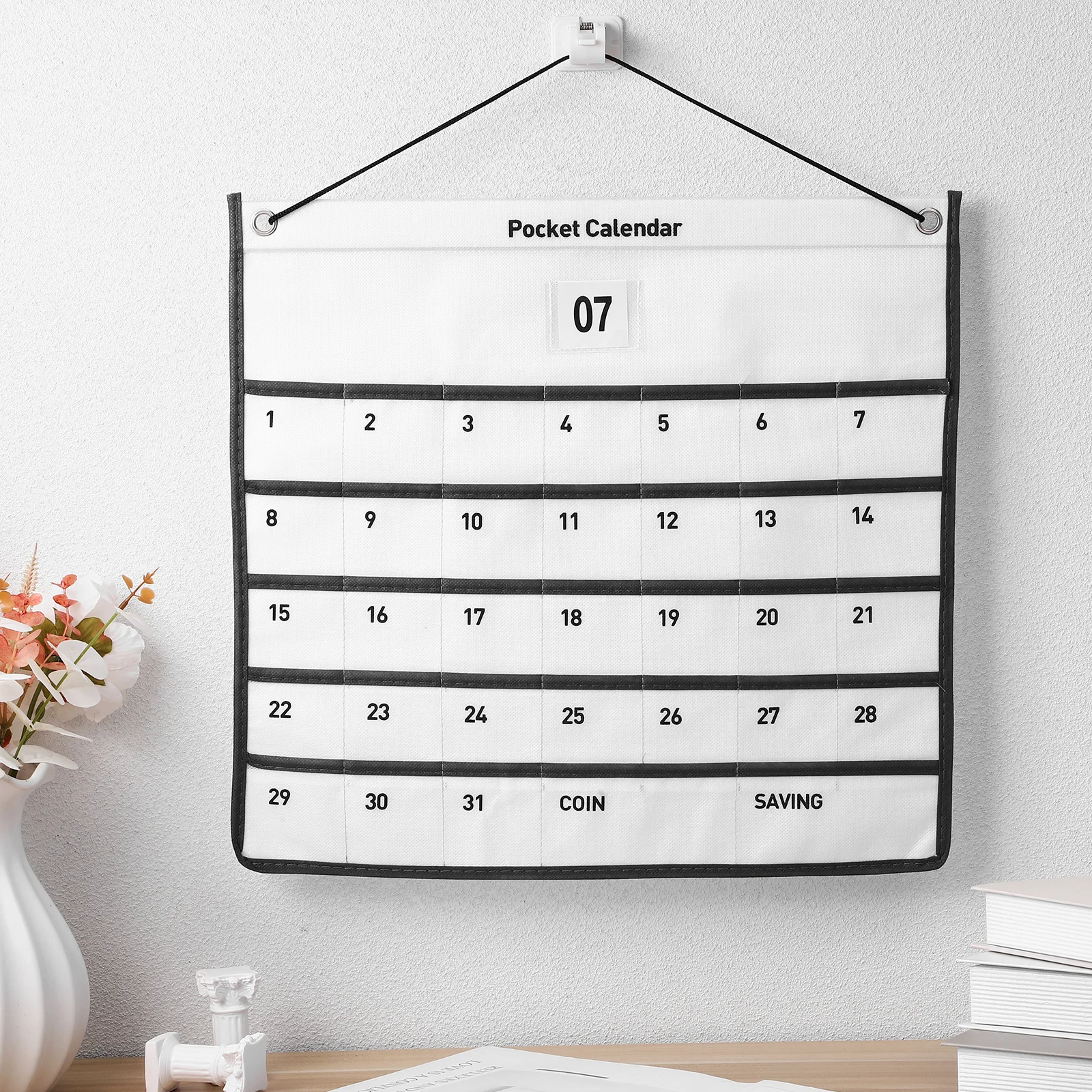 

Calendar Wall Storage Pocket 1 Month Non-Woven Fabric Organizer for Medications Receipts Entryway Kitchen Bathroom