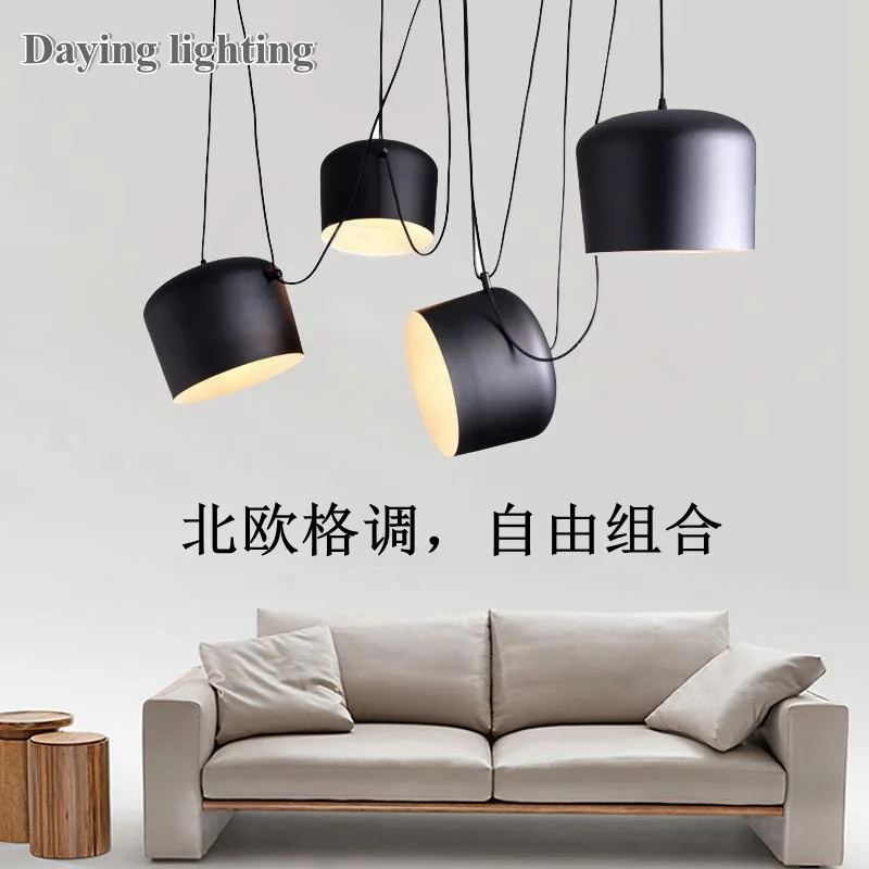 

Nordic Minimalism Minimalist Creative Black and White Aluminum Chandelier Living Room Bar Western Restaurant OfficeledLamp Light