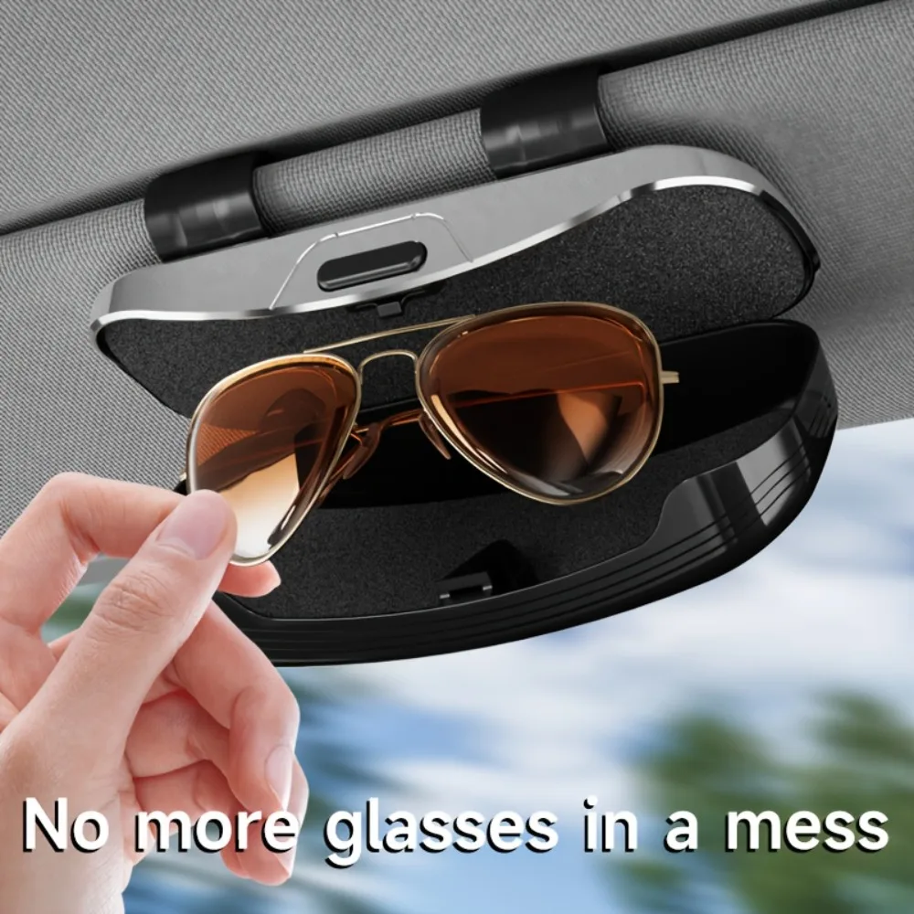 Universal Luxury Car Glasses Case One Hand Operation Dustproof Sun Visor Sunglasses Holder Box Anti Scratch Flip-Top