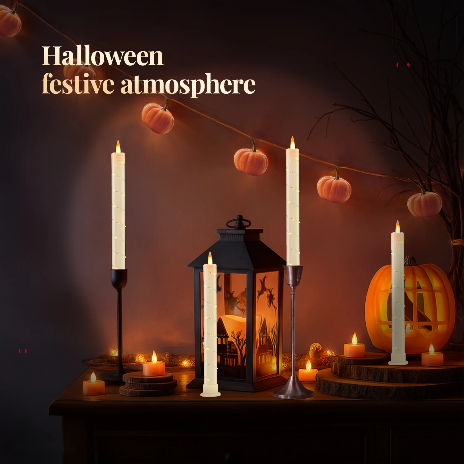 شموع مستدقة عديمة اللهب LED تعمل بالبطارية، شمعدانات وامضة وهمية، شموع كهربائية طويلة لعيد الميلاد، ديكور منزلي للزفاف